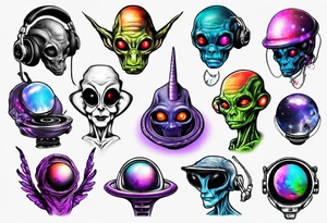 Extra terrestrial DJ tattoo idea