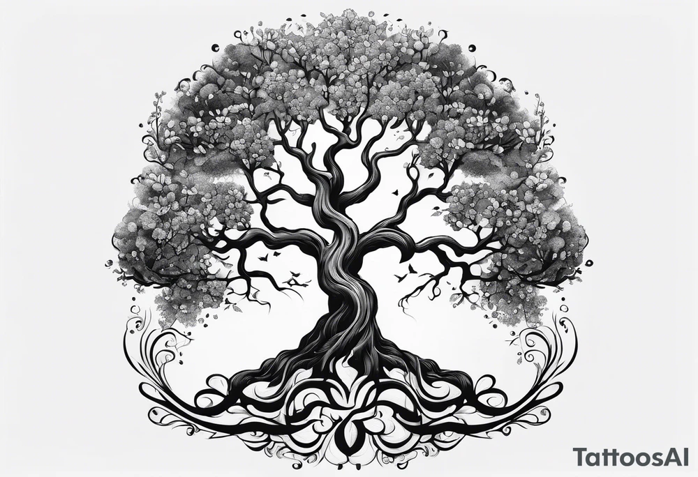 yggdrasil s ptákem tattoo idea