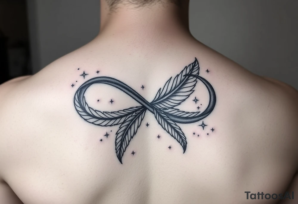 infinity symbol woven with floating feathers and stardust tattoo idea infinity symbol woven with floating feathers and stardust tattoo idea