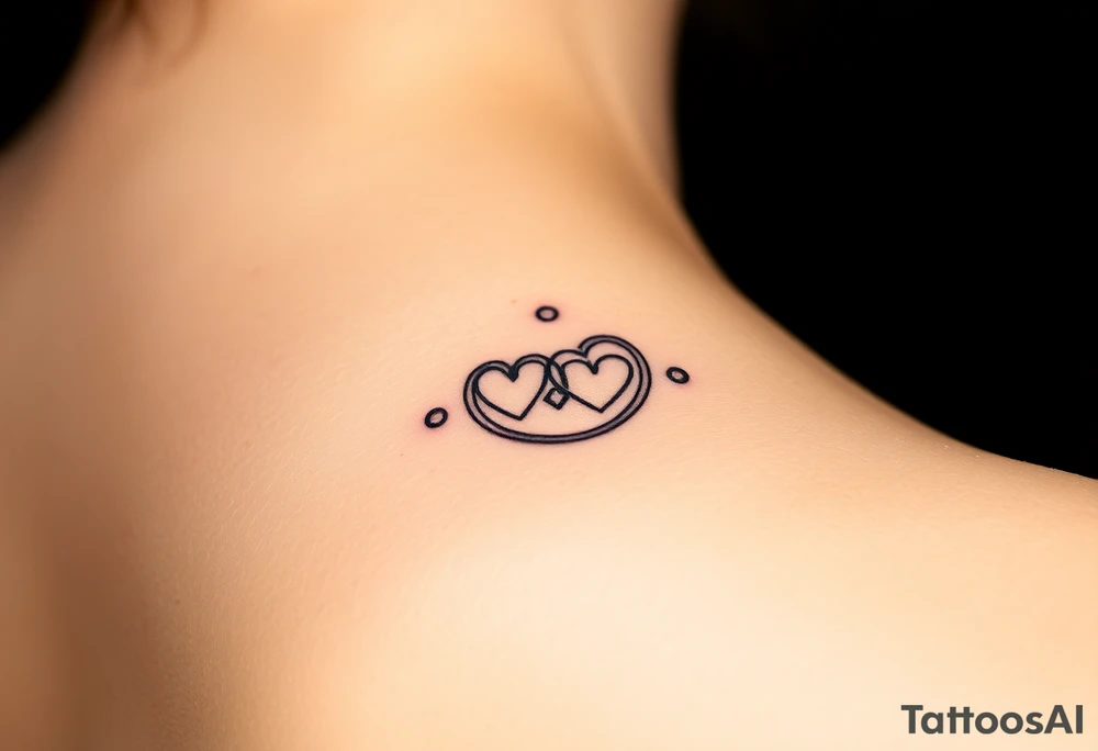 wedding ring tattoo with hearts and diamond tattoo idea