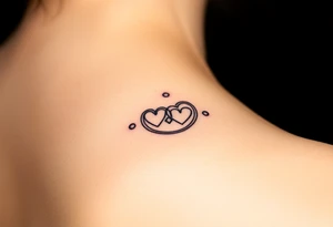 wedding ring tattoo with hearts and diamond tattoo idea