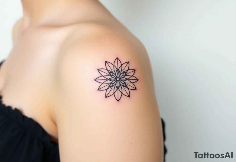 A floating Flower of Life with a glowing aura, appearing as if suspended in space tattoo idea