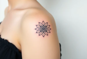 A floating Flower of Life with a glowing aura, appearing as if suspended in space tattoo idea