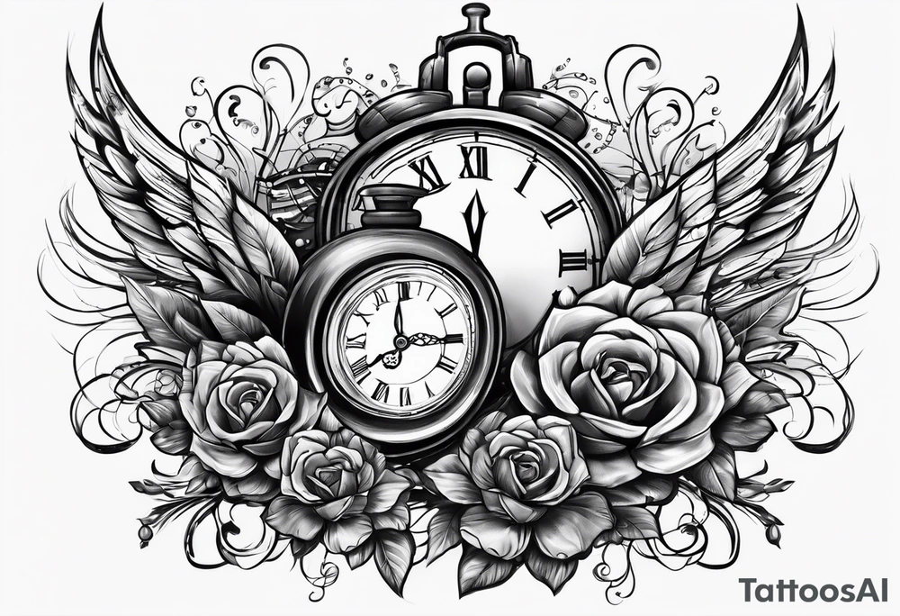 Grenade and clock intertwined tattoo idea