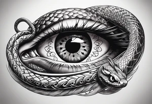 human eye wrapped around snake and pupil is a clock tattoo idea