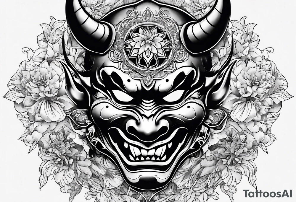 hannya mask realism tattoo idea