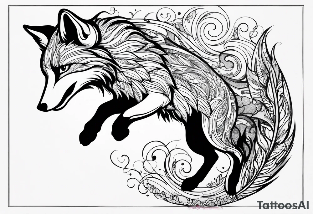 Fox jumping tattoo idea
