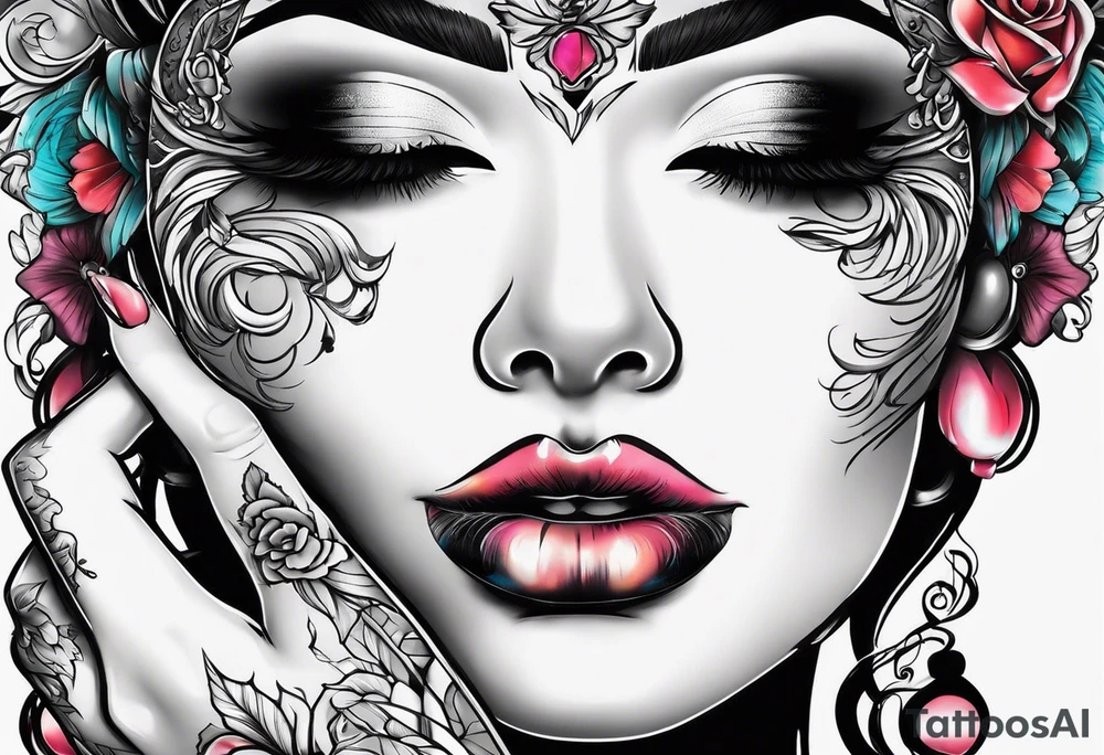 Hush Shhh finger to lips up close tattoo idea