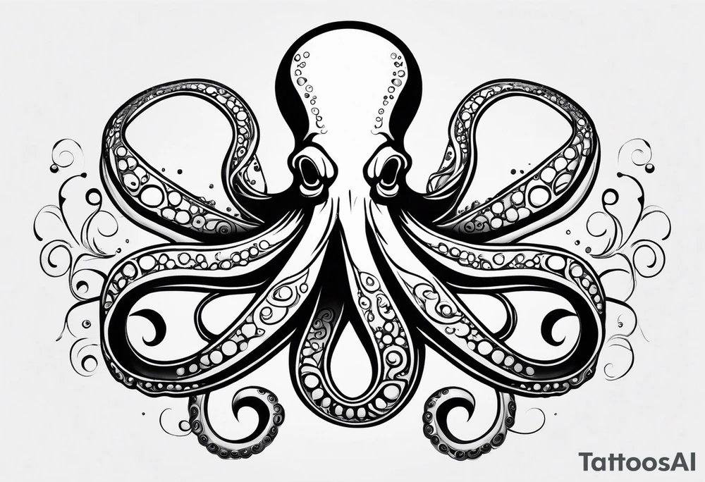 A simple, stylized outline of an octopus. This design is sleek and modern, suitable for a smaller tattoo or a subtle placement. tattoo idea