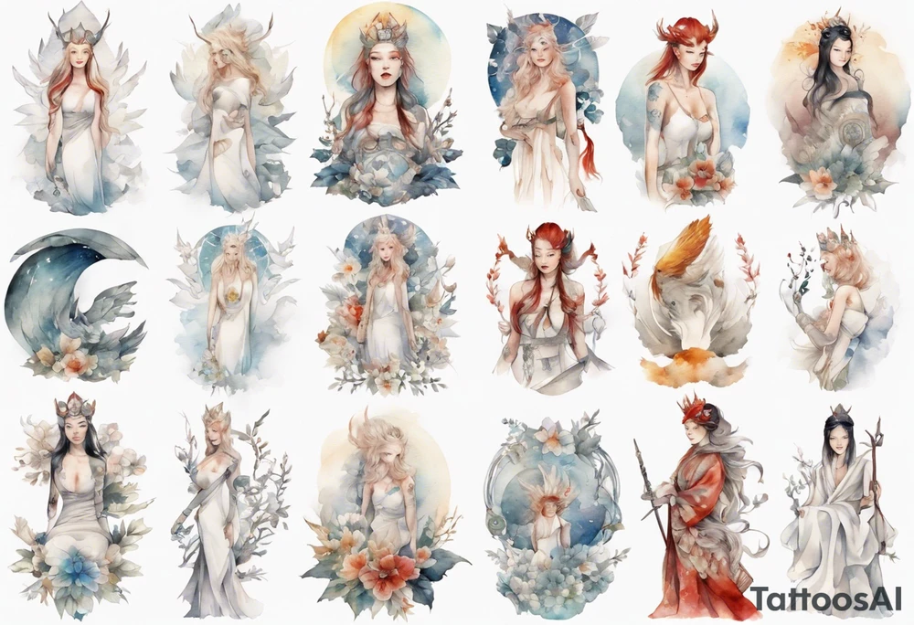 Nordic queen dressed in white tattoo idea