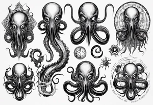 lovecraft theme with tentacle+++ and eyes tattoo idea