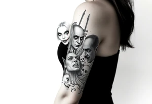 Horror movie character montage tattoo idea