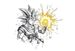 legendary dragonball z scene with energy aura and power effects tattoo idea