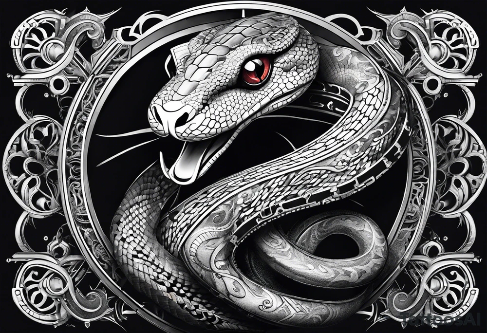 snake in steampunk tattoo idea