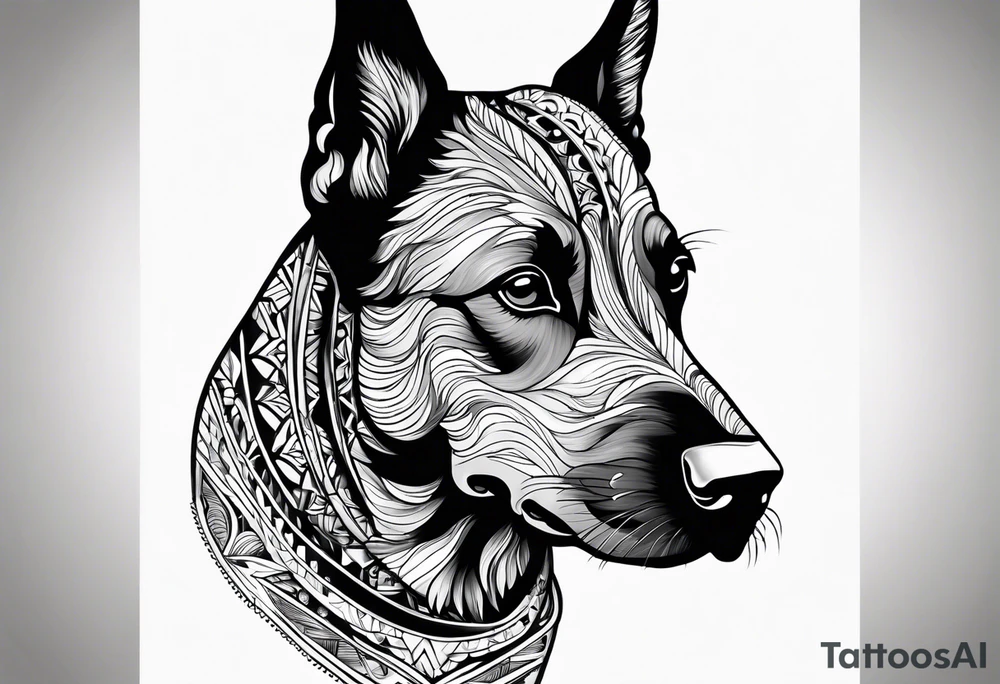 Koolie cross kelpie portrait tattoo idea