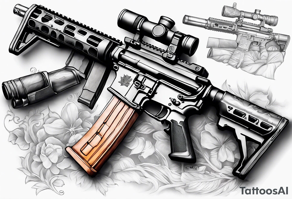 A military M4 carbine rifle tattoo idea