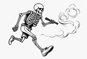 running skeleton with a pipe tattoo idea