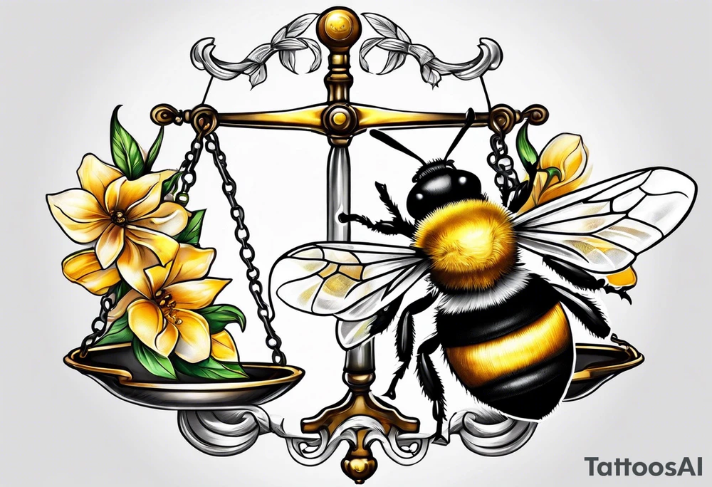 libra with bee tattoo idea
