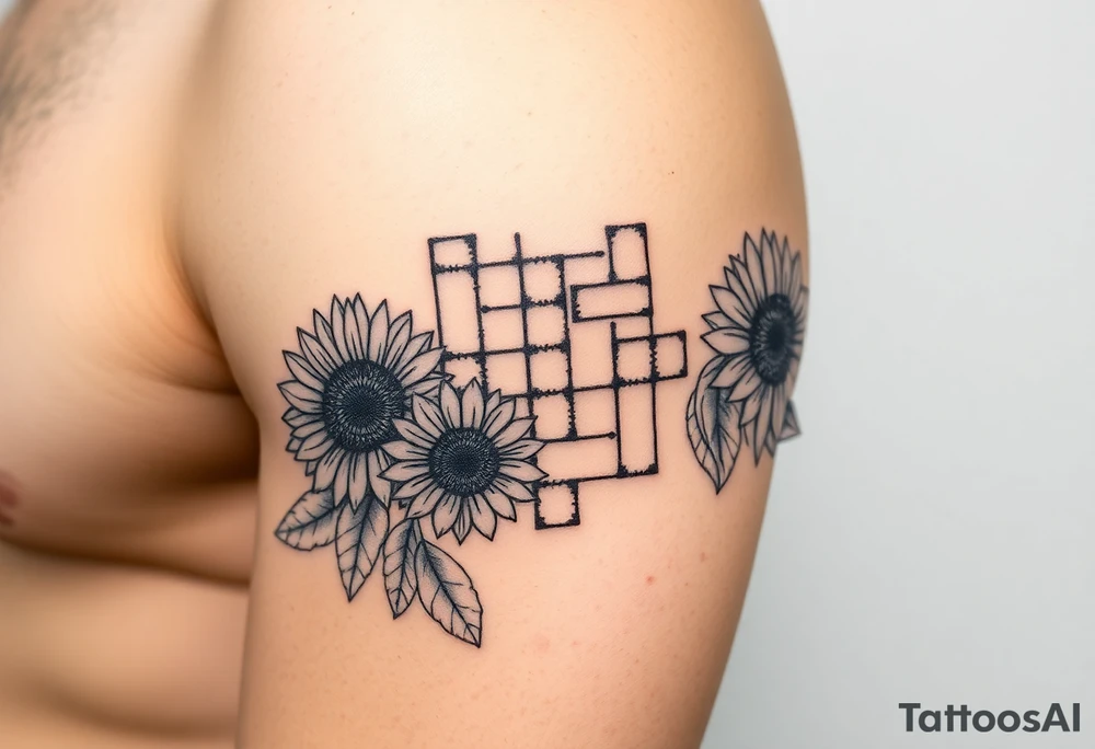 Crossword puzzle with sunflowers tattoo idea
