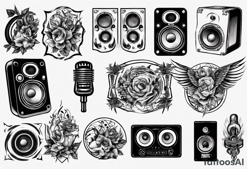 speaker, music staff tattoo idea