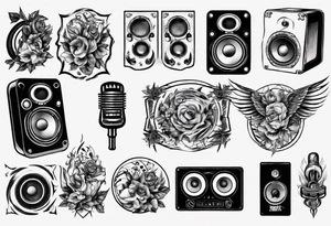 speaker, music staff tattoo idea