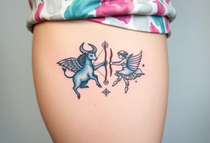 Taurus, Sagittarius, Runes, twin flame, soulmate, witch, Norse tattoo idea
