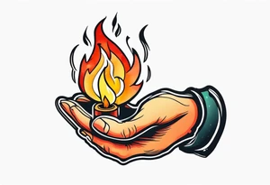 A hand holding fire tattoo idea