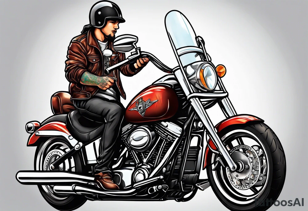 Motorcycle Rider with a puppy dog look tattoo idea