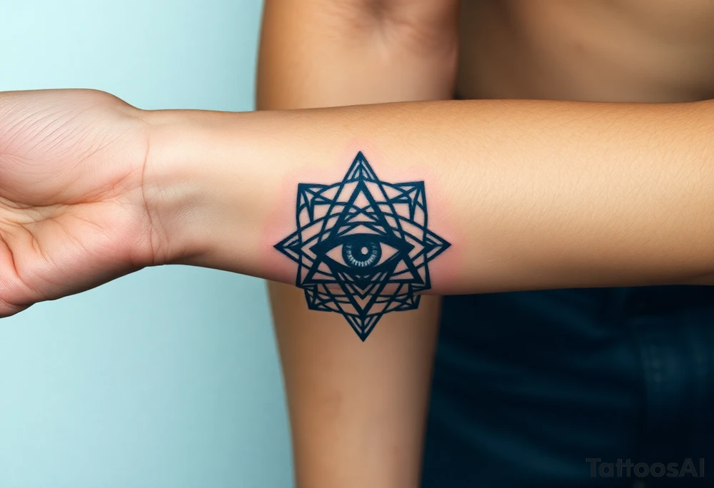 sacred geometry with eye in the middle tattoo idea