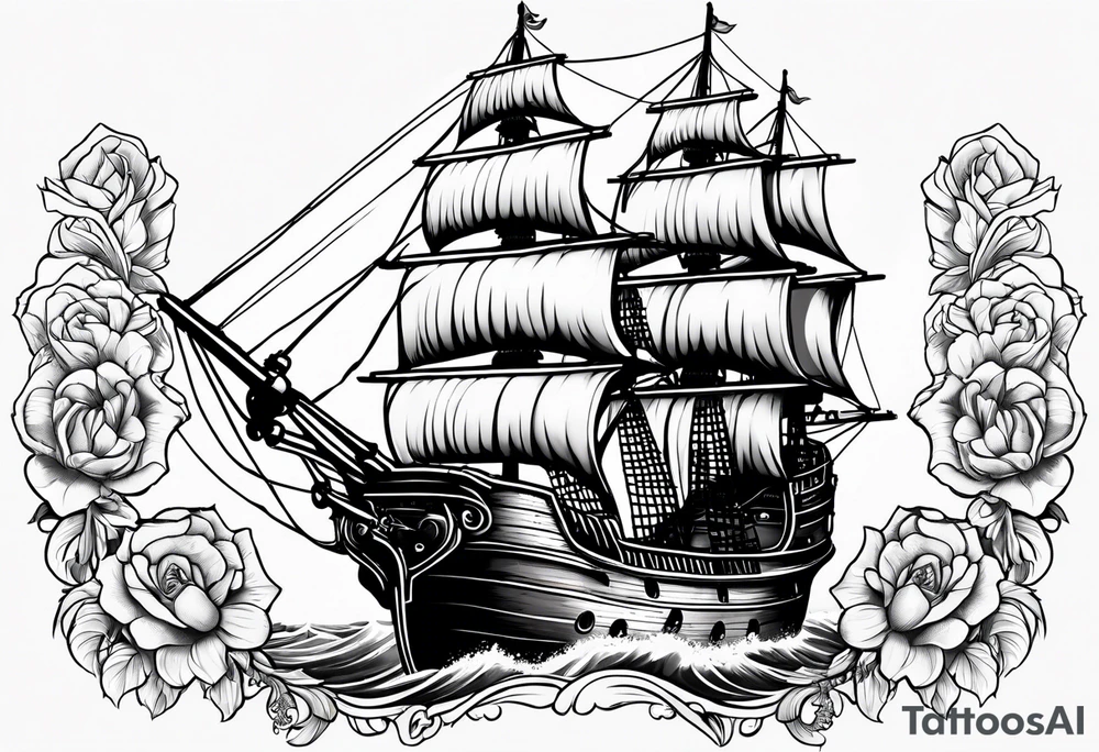 Ship pirate, flower tattoo idea