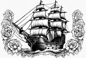 Ship pirate, flower tattoo idea
