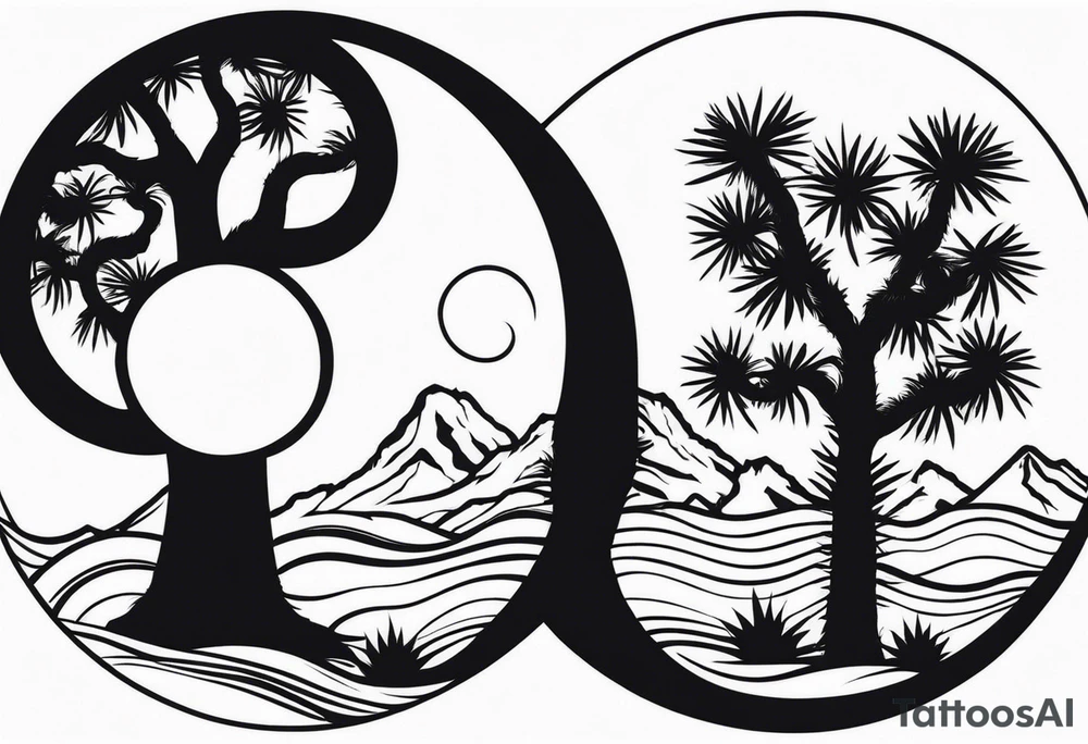 yin and yang joshua tree tattoo idea
