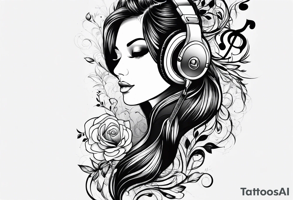 Music intertwined with baby footprints tattoo idea