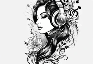 Music intertwined with baby footprints tattoo idea