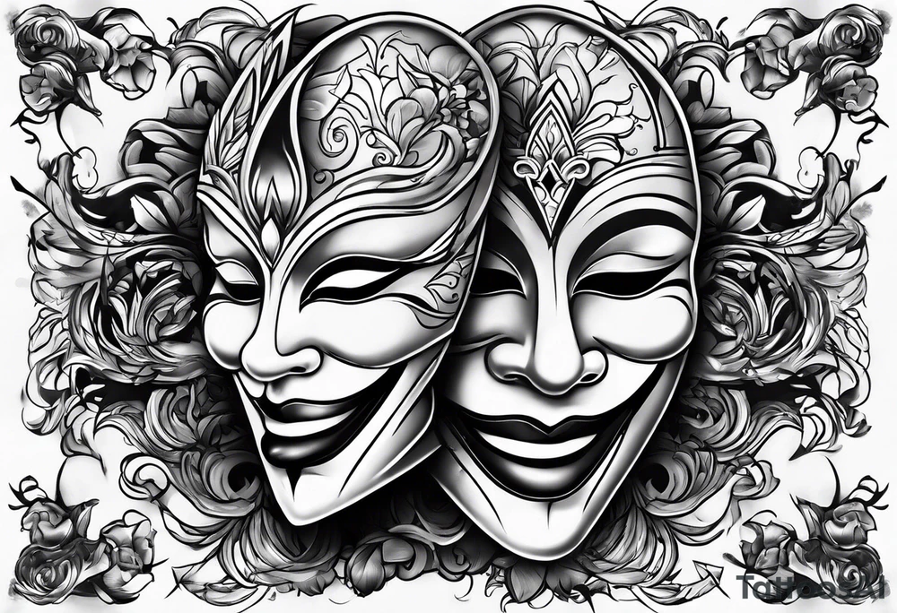 cool Tattoo Drama two Mask laugh and cry tattoo idea