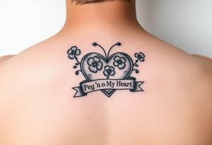 Cute Heart with shamrocks and a banner that says "Peg 'o My Heart" tattoo idea