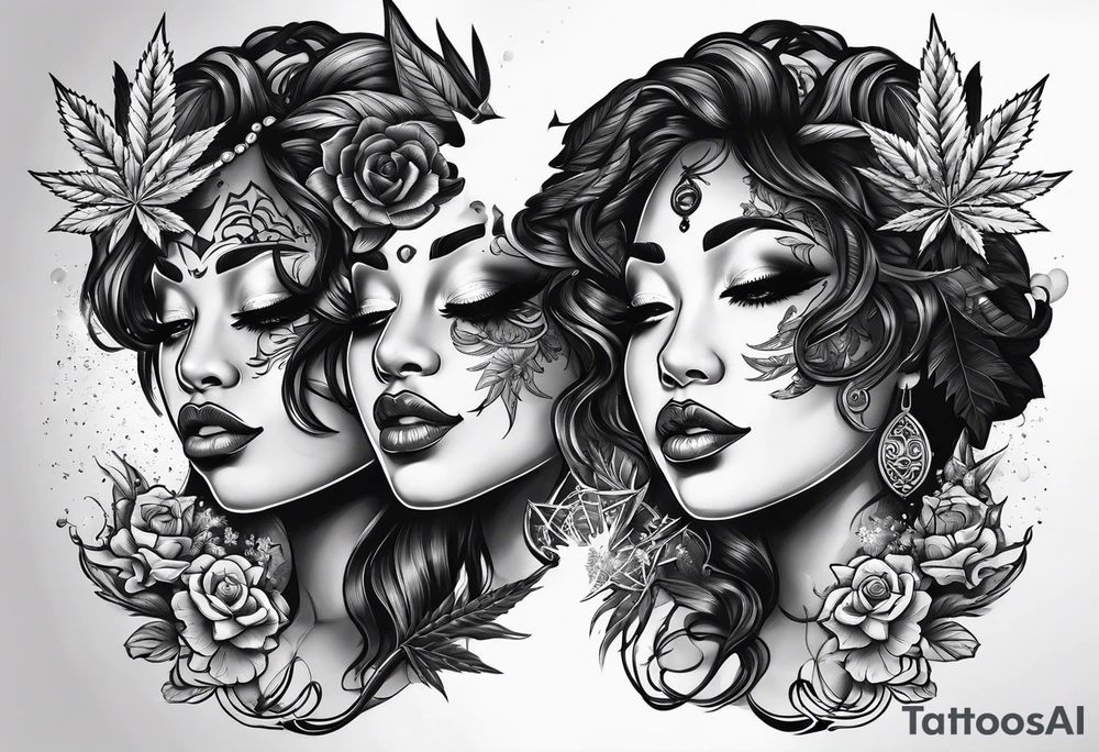 Black Goddess of marijuana tattoo idea