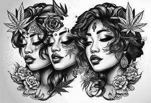 Black Goddess of marijuana tattoo idea