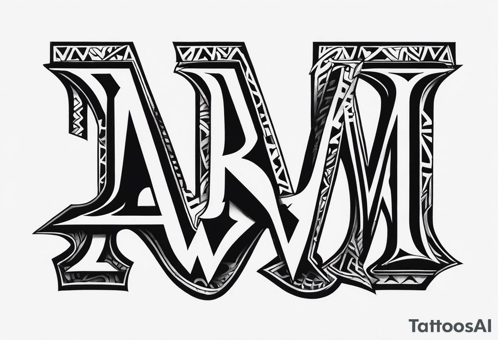 the letters A W R in the middle of a ninja headband tattoo idea
