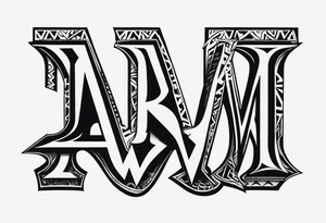 the letters A W R in the middle of a ninja headband tattoo idea