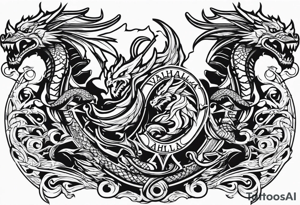 Valhalla sword shield dragon tattoo idea
