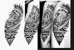 Traditional tribal tattoo with a little hawaiian tribal representing strength, survival, and family tattoo idea
