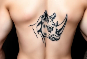 Rhino horn popping thru calf muscle tattoo idea