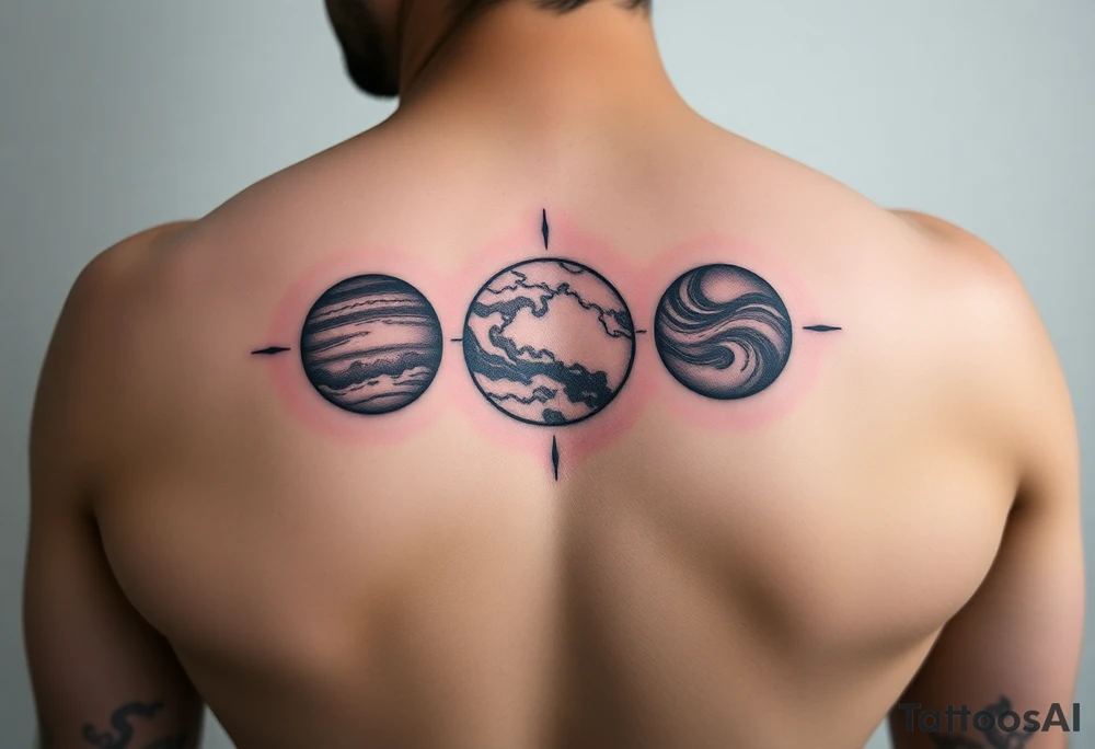 3 planet horizontal tattoo idea