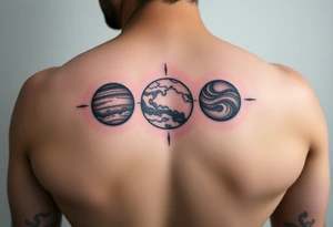 3 planet horizontal tattoo idea