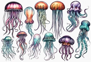 Jellyfish with super long tentacles tattoo idea