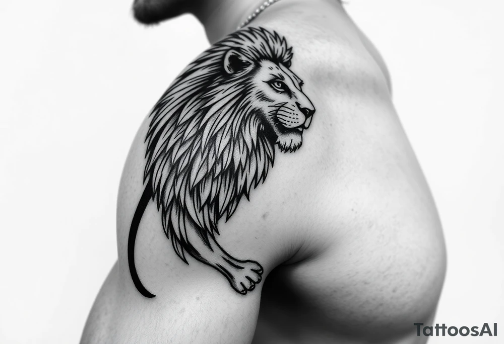 lion on the shoulder tattoo idea