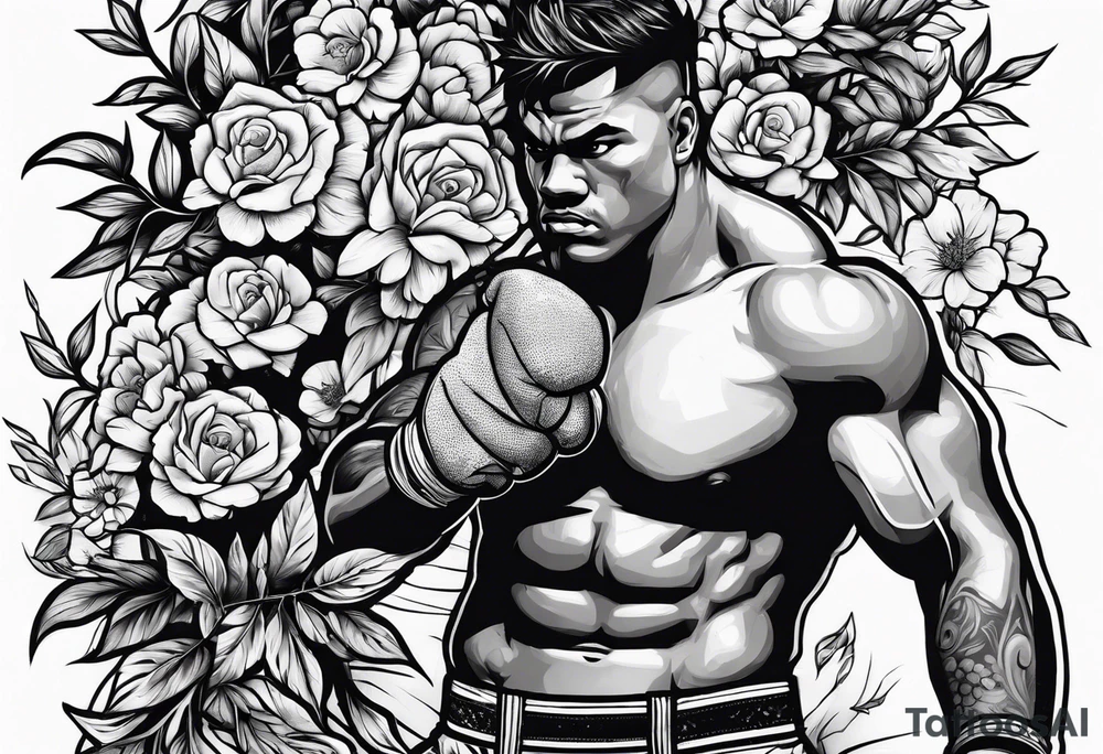 A boxer beating up a bush tattoo idea