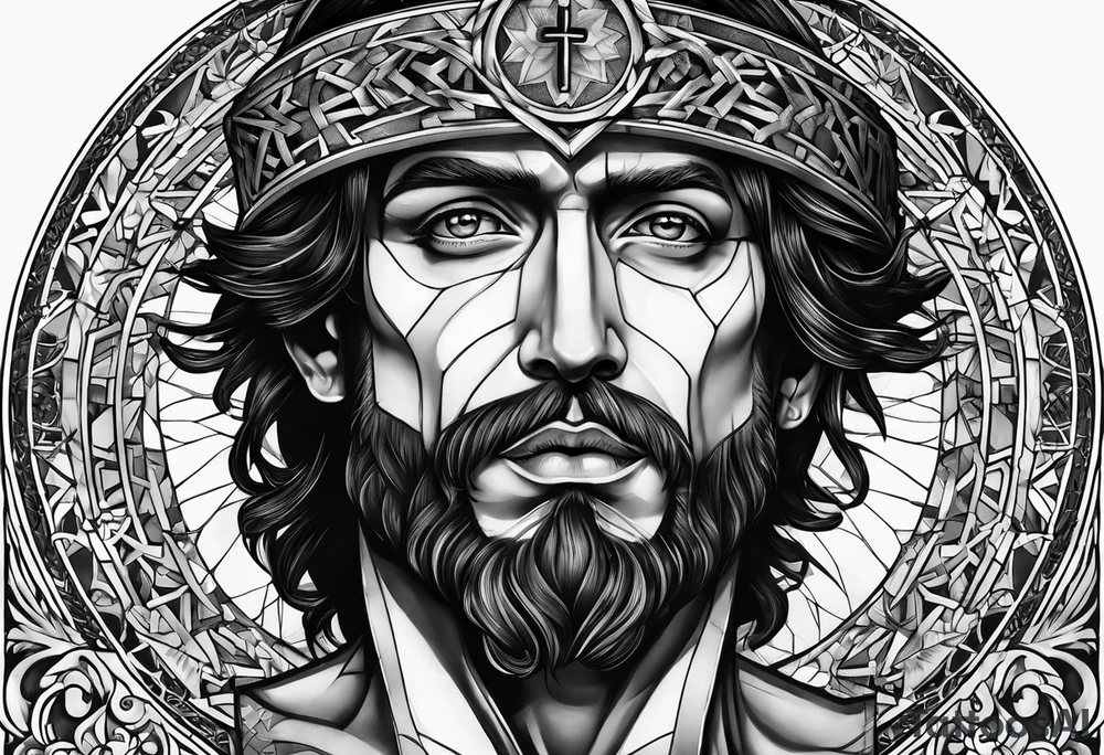 Crucified man in rom
an numerals circle tattoo idea