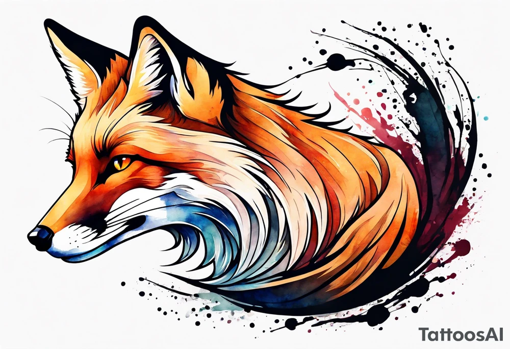 Watercolor fox tattoo idea